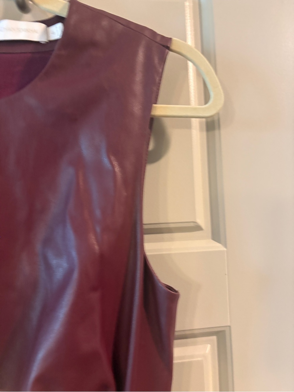 Jonathan Simkhai Toni Faux Leather Cutout Sleeveless Midi Dress in Mulberry Red - Picture 6 of 16